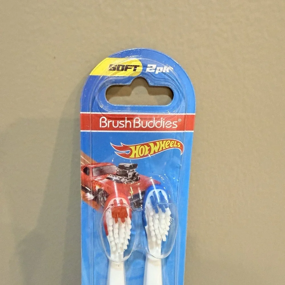 Hot Wheels Brush Buddies 2pk Soft Bristle Toothbrushes (Lot Of 2) *FREE SHIPPING